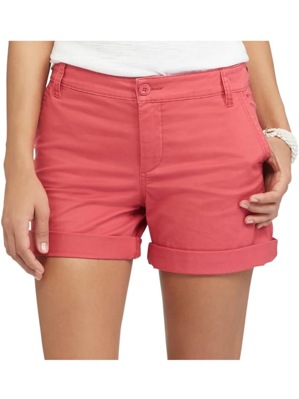 CHAPS Chino Shorts Cotton Blend Size 10 $60 EUC KL Red Pink
